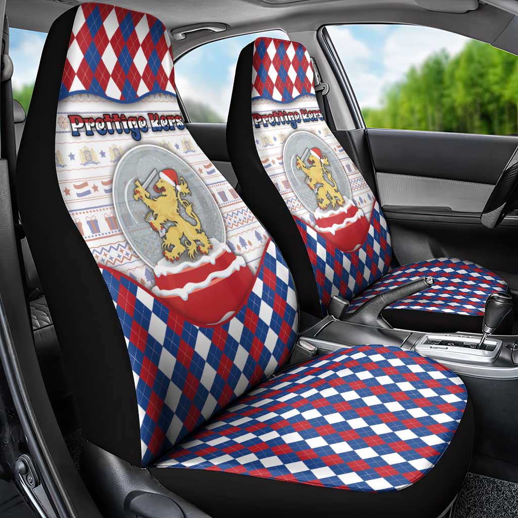 Netherlands Christmas Car Seat Cover Lion Symbol In Snow Globe - Wonder Print Shop