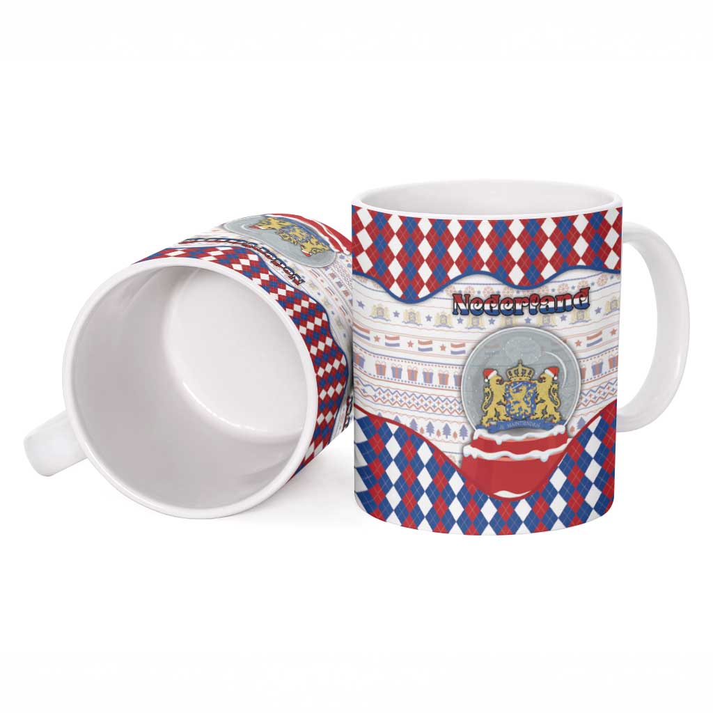 Netherlands Christmas Ceramic Mug Lion Symbol In Snow Globe - Wonder Print Shop