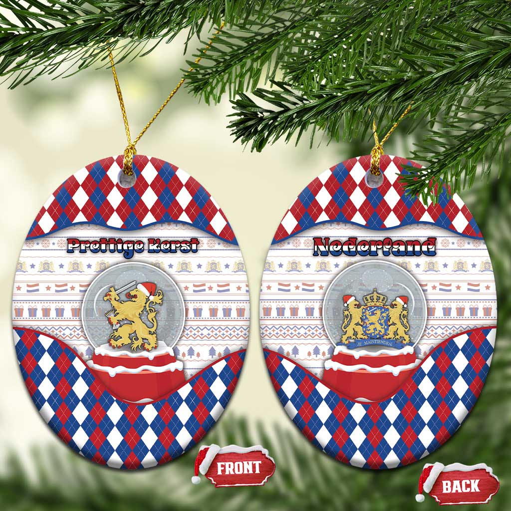 Netherlands Christmas Ceramic Ornament Lion Symbol In Snow Globe - Wonder Print Shop