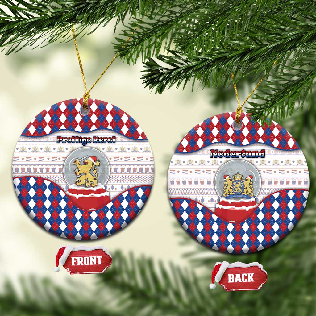 Netherlands Christmas Ceramic Ornament Lion Symbol In Snow Globe - Wonder Print Shop