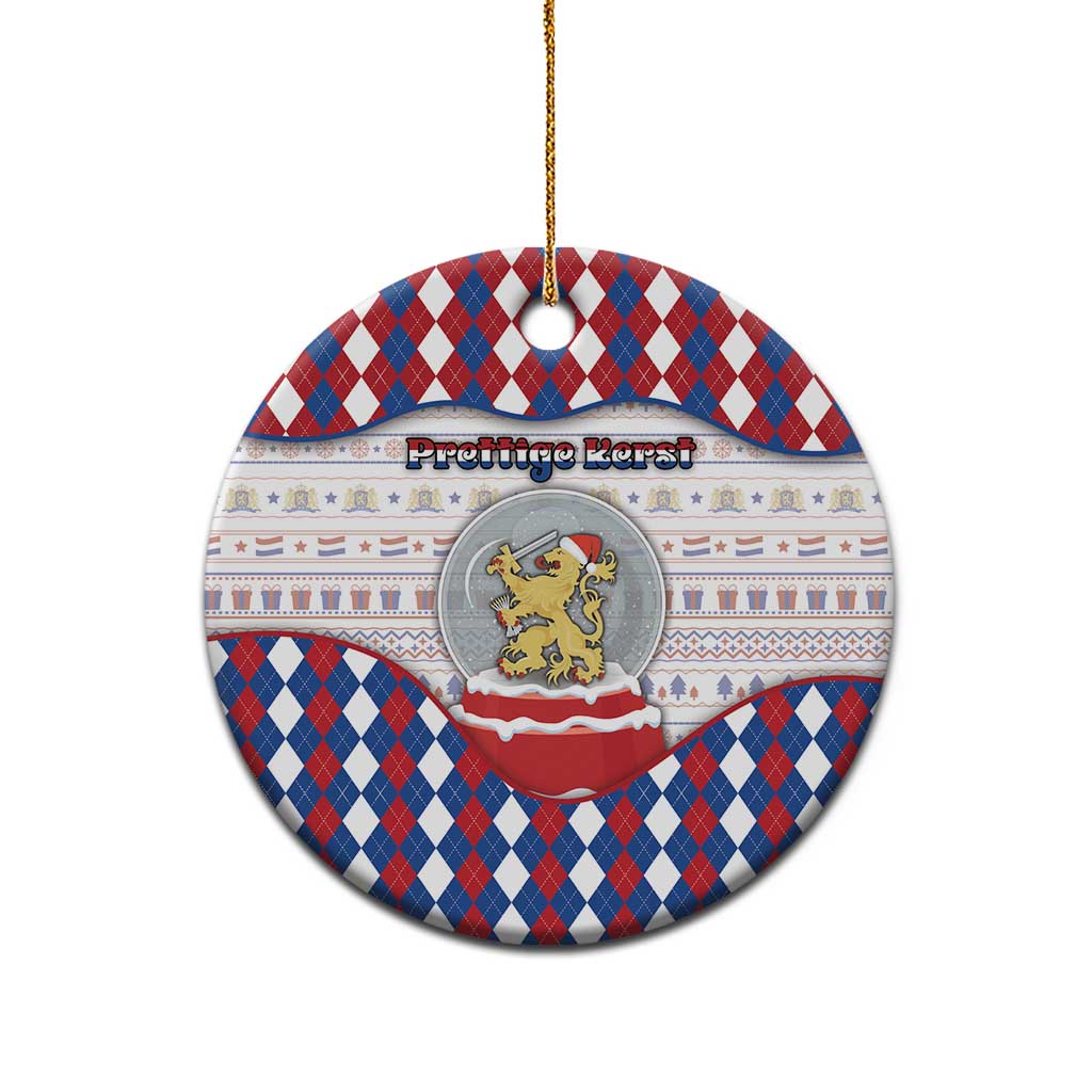 Netherlands Christmas Ceramic Ornament Lion Symbol In Snow Globe - Wonder Print Shop