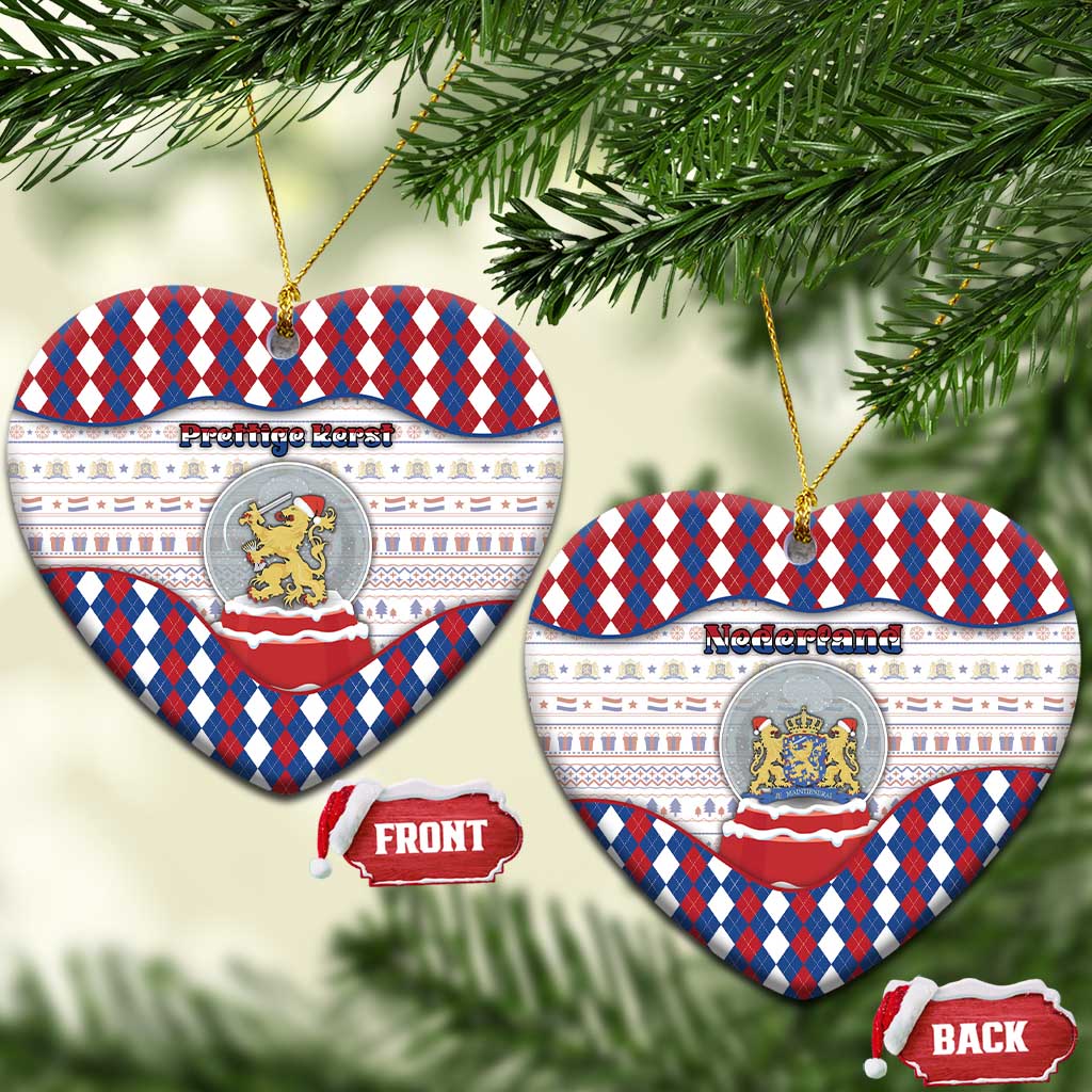 Netherlands Christmas Ceramic Ornament Lion Symbol In Snow Globe - Wonder Print Shop