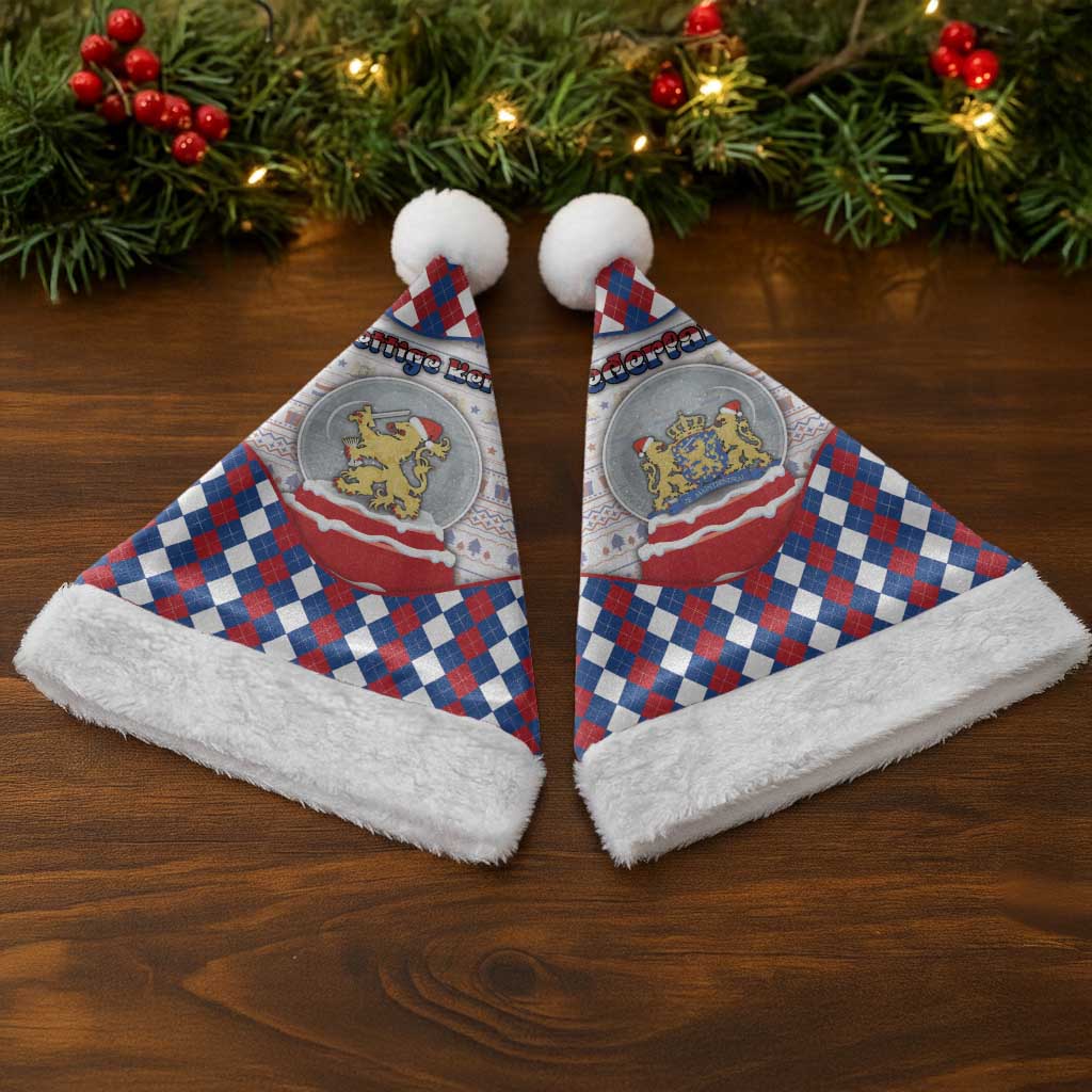 Netherlands Christmas Santa Hat Lion Symbol In Snow Globe - Wonder Print Shop