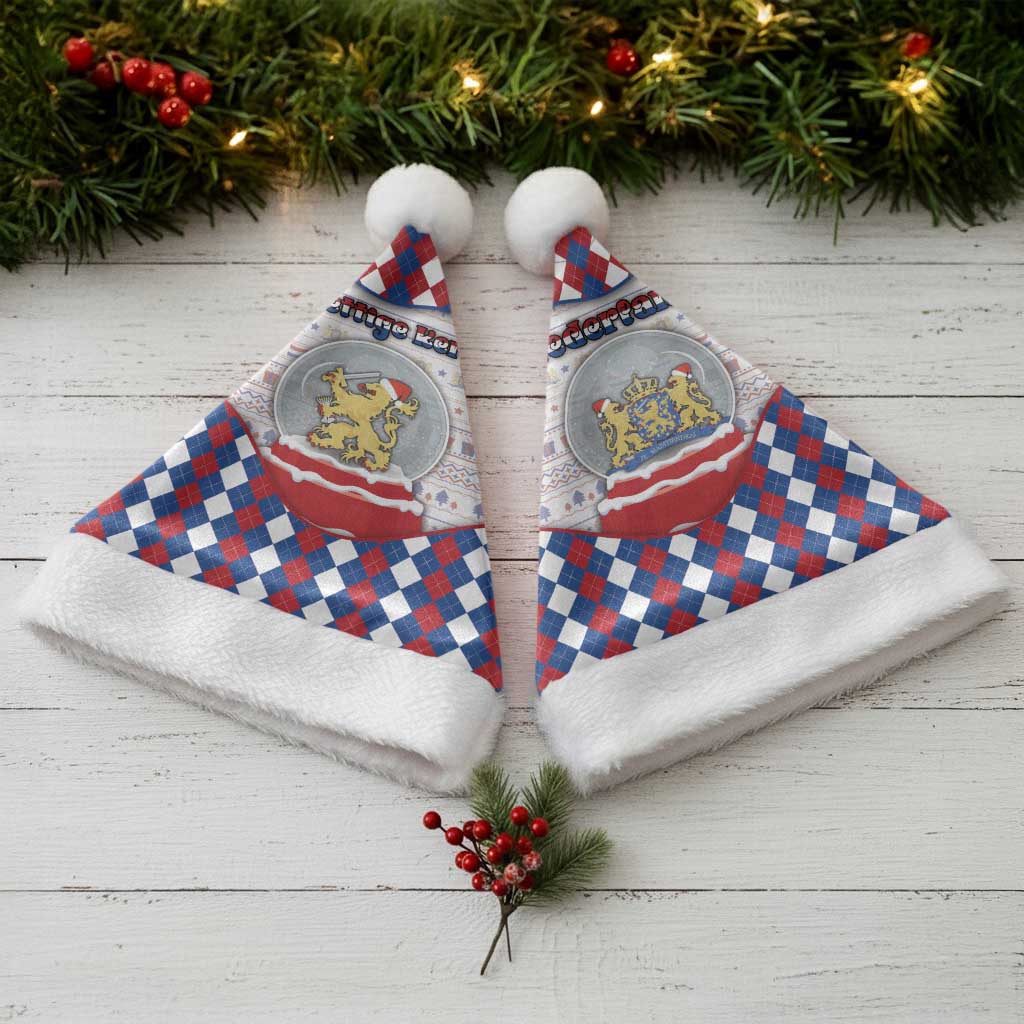 Netherlands Christmas Santa Hat Lion Symbol In Snow Globe - Wonder Print Shop