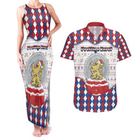 Netherlands Christmas Couples Matching Tank Maxi Dress and Hawaiian Shirt Lion Symbol In Snow Globe - Wonder Print Shop