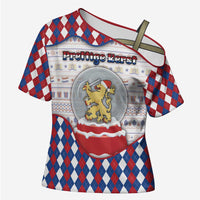 Netherlands Christmas Cross Shoulder Shirt Lion Symbol In Snow Globe - Wonder Print Shop