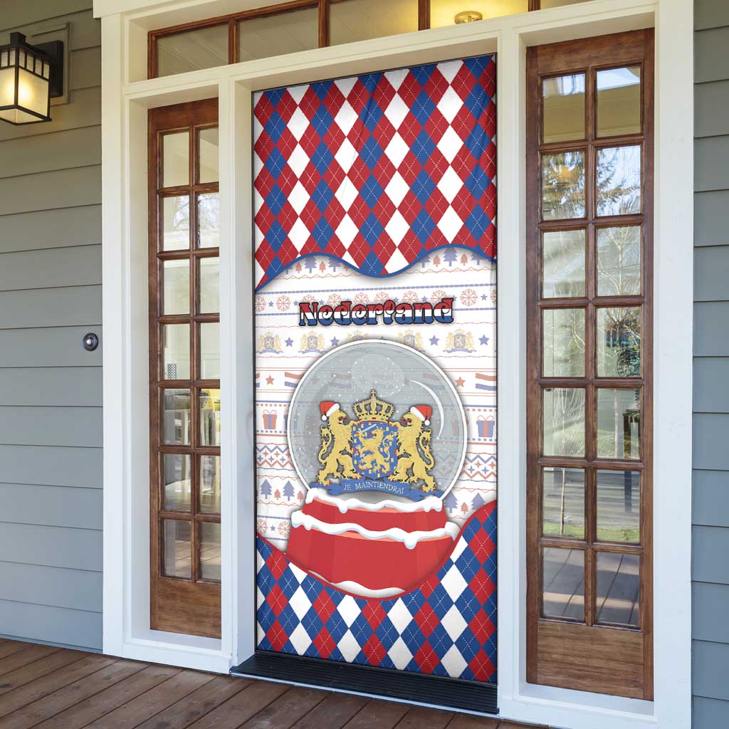 Netherlands Christmas Door Cover Lion Symbol In Snow Globe - Wonder Print Shop