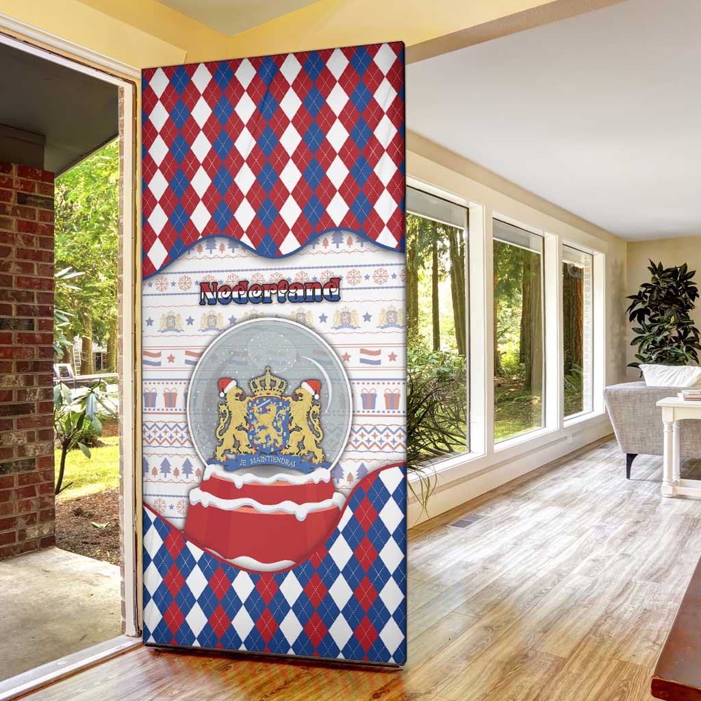 Netherlands Christmas Door Cover Lion Symbol In Snow Globe - Wonder Print Shop