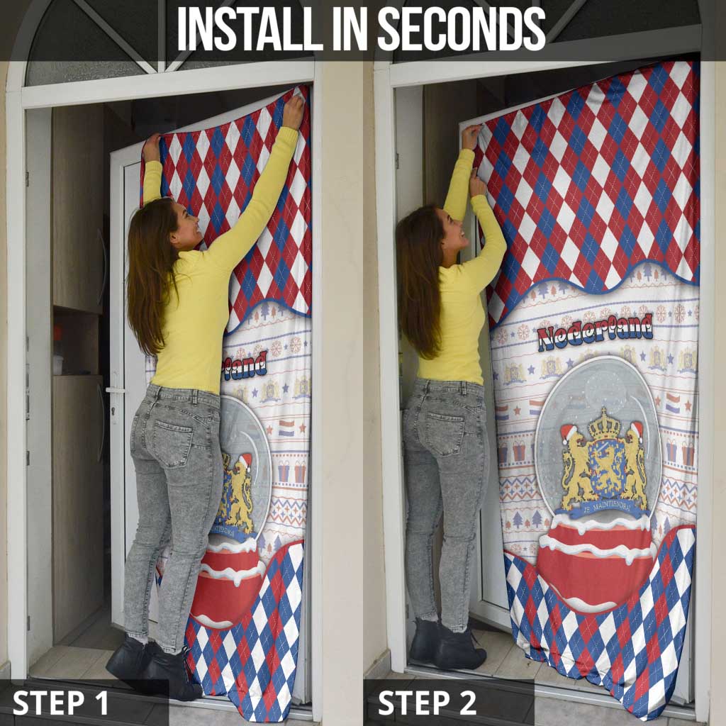 Netherlands Christmas Door Cover Lion Symbol In Snow Globe - Wonder Print Shop