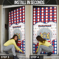 Netherlands Christmas Door Cover Lion Symbol In Snow Globe - Wonder Print Shop