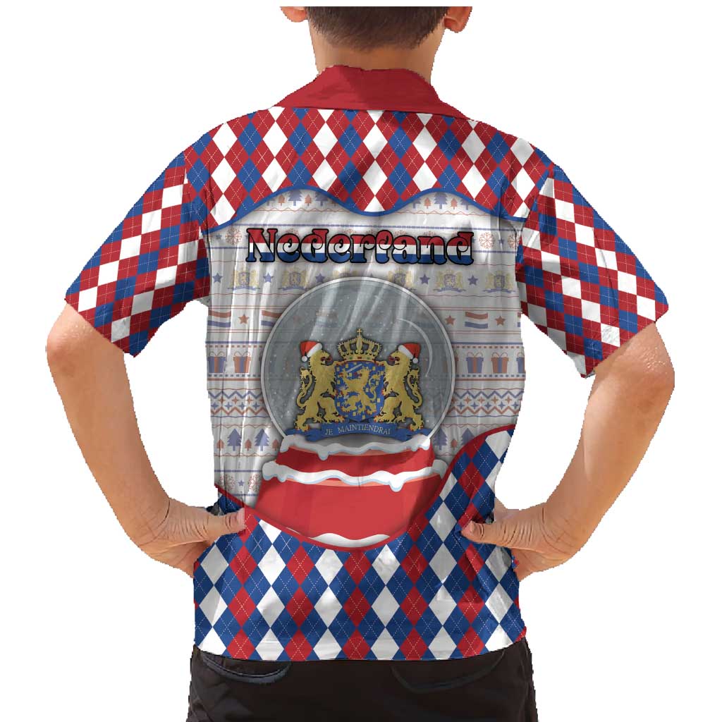 Netherlands Christmas Family Matching Mermaid Dress and Hawaiian Shirt Lion Symbol In Snow Globe - Wonder Print Shop