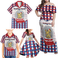 Netherlands Christmas Family Matching Off Shoulder Maxi Dress and Hawaiian Shirt Lion Symbol In Snow Globe - Wonder Print Shop