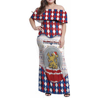 Netherlands Christmas Family Matching Off Shoulder Maxi Dress and Hawaiian Shirt Lion Symbol In Snow Globe - Wonder Print Shop