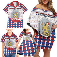 Netherlands Christmas Family Matching Off Shoulder Short Dress and Hawaiian Shirt Lion Symbol In Snow Globe - Wonder Print Shop