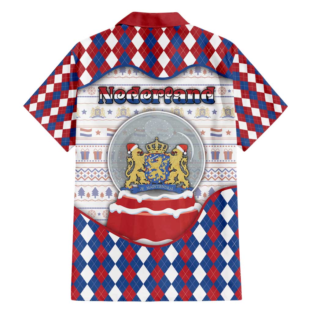 Netherlands Christmas Family Matching Off Shoulder Short Dress and Hawaiian Shirt Lion Symbol In Snow Globe - Wonder Print Shop