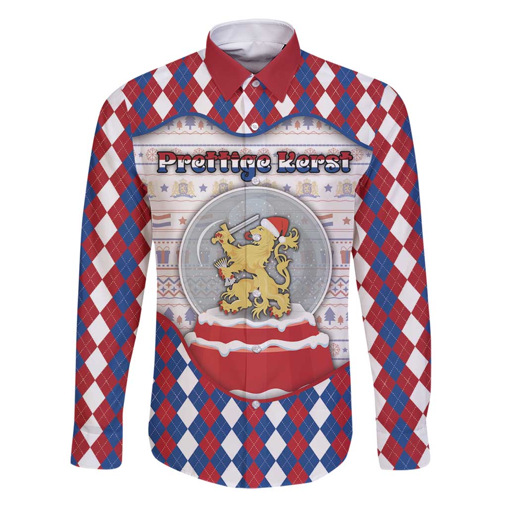 Netherlands Christmas Family Matching Off Shoulder Short Dress and Hawaiian Shirt Lion Symbol In Snow Globe - Wonder Print Shop