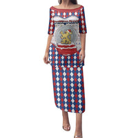 Netherlands Christmas Family Matching Puletasi and Hawaiian Shirt Lion Symbol In Snow Globe - Wonder Print Shop