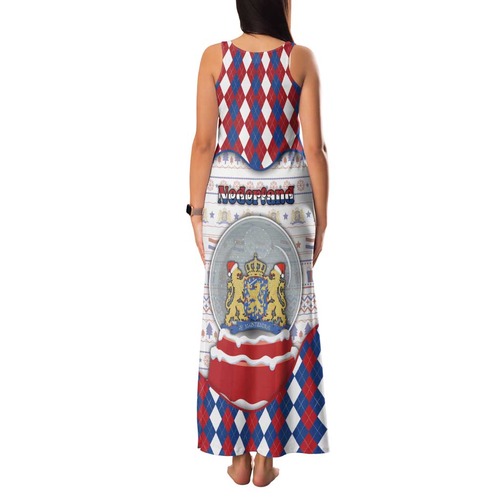 Netherlands Christmas Family Matching Tank Maxi Dress and Hawaiian Shirt Lion Symbol In Snow Globe - Wonder Print Shop