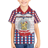 Netherlands Christmas Family Matching Tank Maxi Dress and Hawaiian Shirt Lion Symbol In Snow Globe - Wonder Print Shop