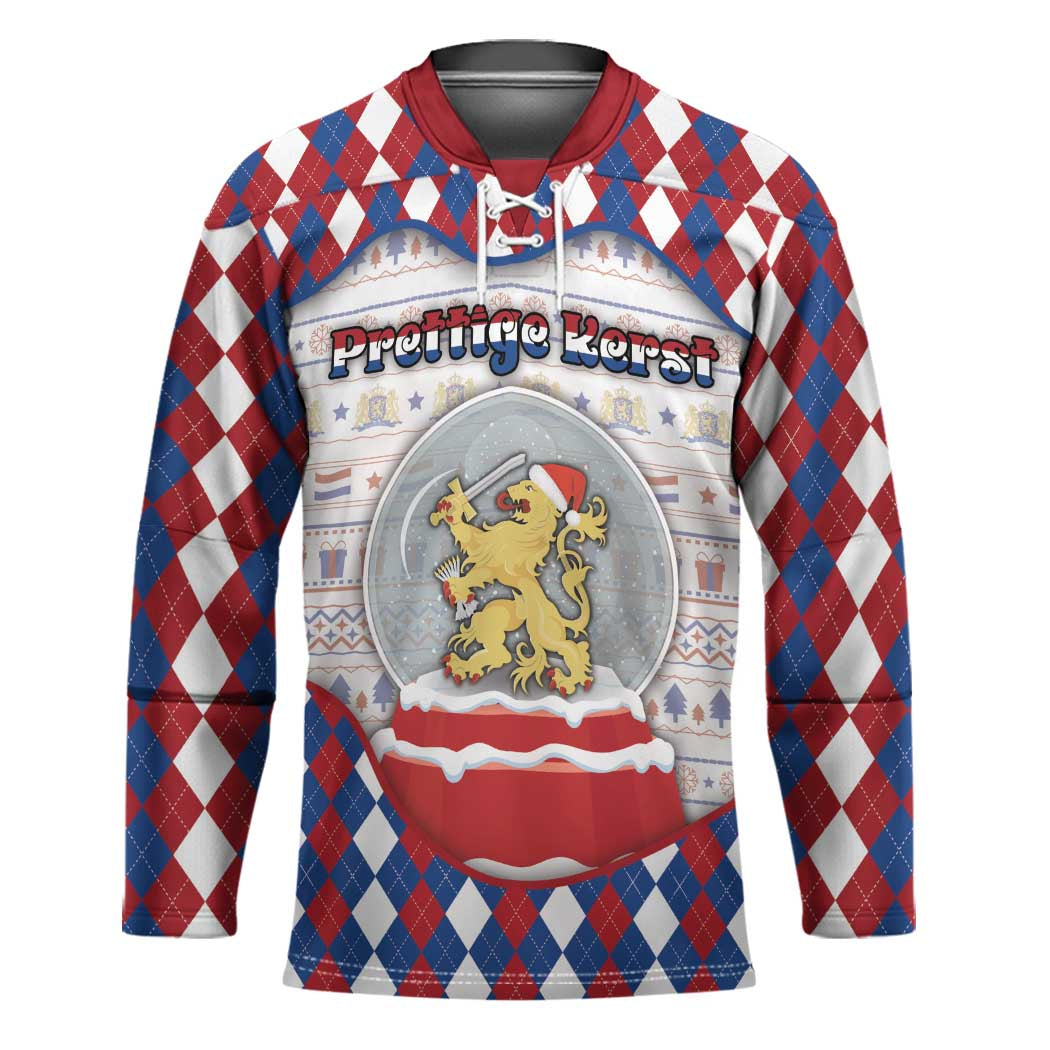 Netherlands Christmas Hockey Jersey Lion Symbol In Snow Globe - Wonder Print Shop