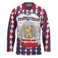 Netherlands Christmas Hockey Jersey Lion Symbol In Snow Globe - Wonder Print Shop