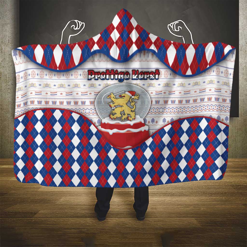 Netherlands Christmas Hooded Blanket Lion Symbol In Snow Globe - Wonder Print Shop