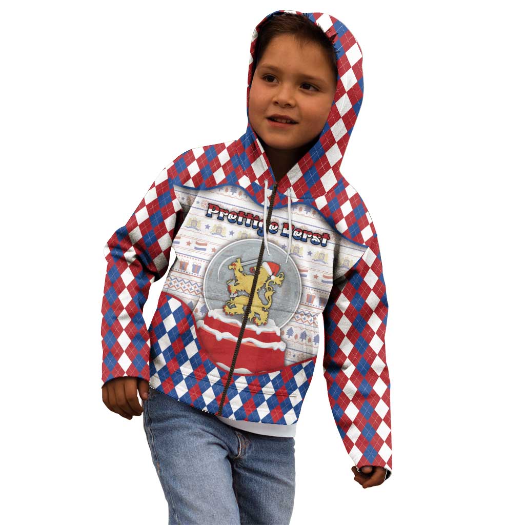 Netherlands Christmas Kid Hoodie Lion Symbol In Snow Globe - Wonder Print Shop