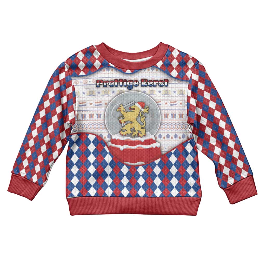 Netherlands Christmas Kid Ugly Christmas Sweater Lion Symbol In Snow Globe - Wonder Print Shop