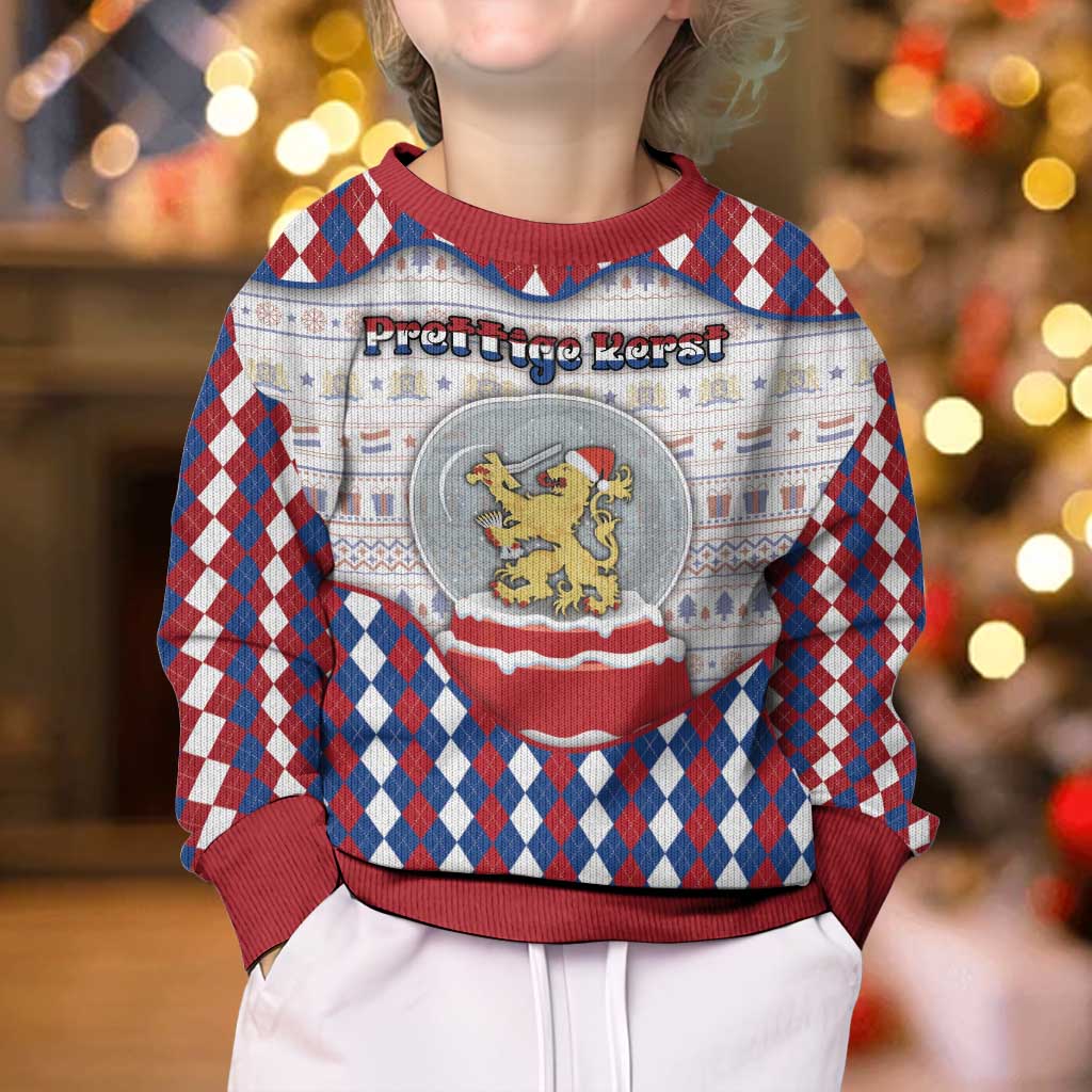 Netherlands Christmas Kid Ugly Christmas Sweater Lion Symbol In Snow Globe - Wonder Print Shop