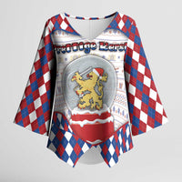 Netherlands Christmas Kimono Sleeve Blouse Lion Symbol In Snow Globe - Wonder Print Shop