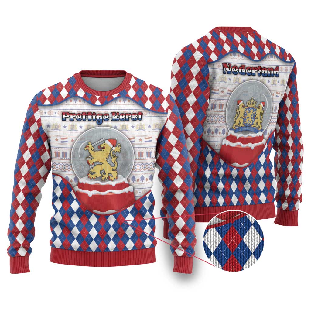 Netherlands Christmas Ugly Christmas Sweater Lion Symbol In Snow Globe - Wonder Print Shop