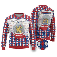 Netherlands Christmas Ugly Christmas Sweater Lion Symbol In Snow Globe - Wonder Print Shop