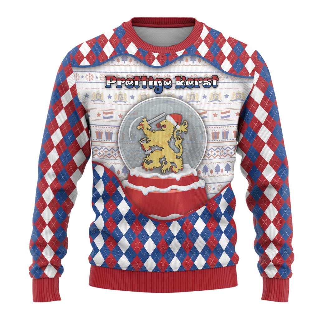 Netherlands Christmas Ugly Christmas Sweater Lion Symbol In Snow Globe - Wonder Print Shop