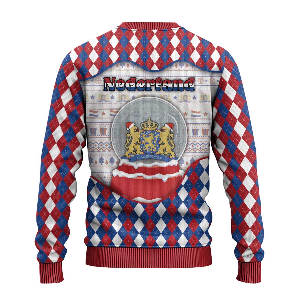 Netherlands Christmas Ugly Christmas Sweater Lion Symbol In Snow Globe - Wonder Print Shop