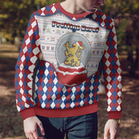 Netherlands Christmas Ugly Christmas Sweater Lion Symbol In Snow Globe - Wonder Print Shop