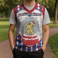 Netherlands Christmas Knitted V-Neck Vest Lion Symbol In Snow Globe - Wonder Print Shop