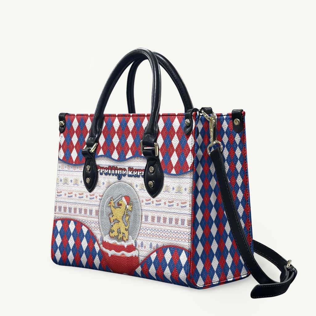 Netherlands Christmas Leather Bag Lion Symbol In Snow Globe - Wonder Print Shop