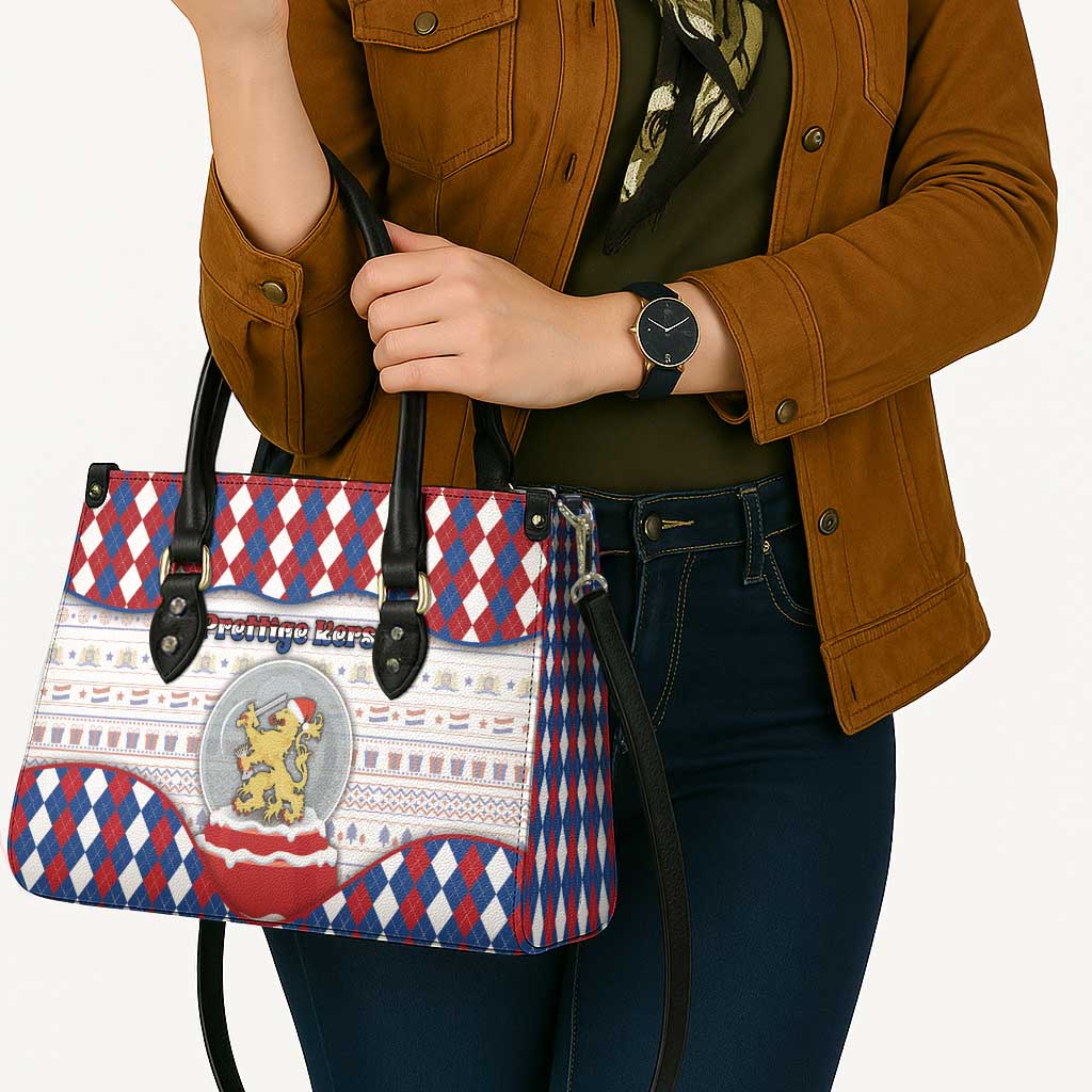 Netherlands Christmas Leather Bag Lion Symbol In Snow Globe - Wonder Print Shop