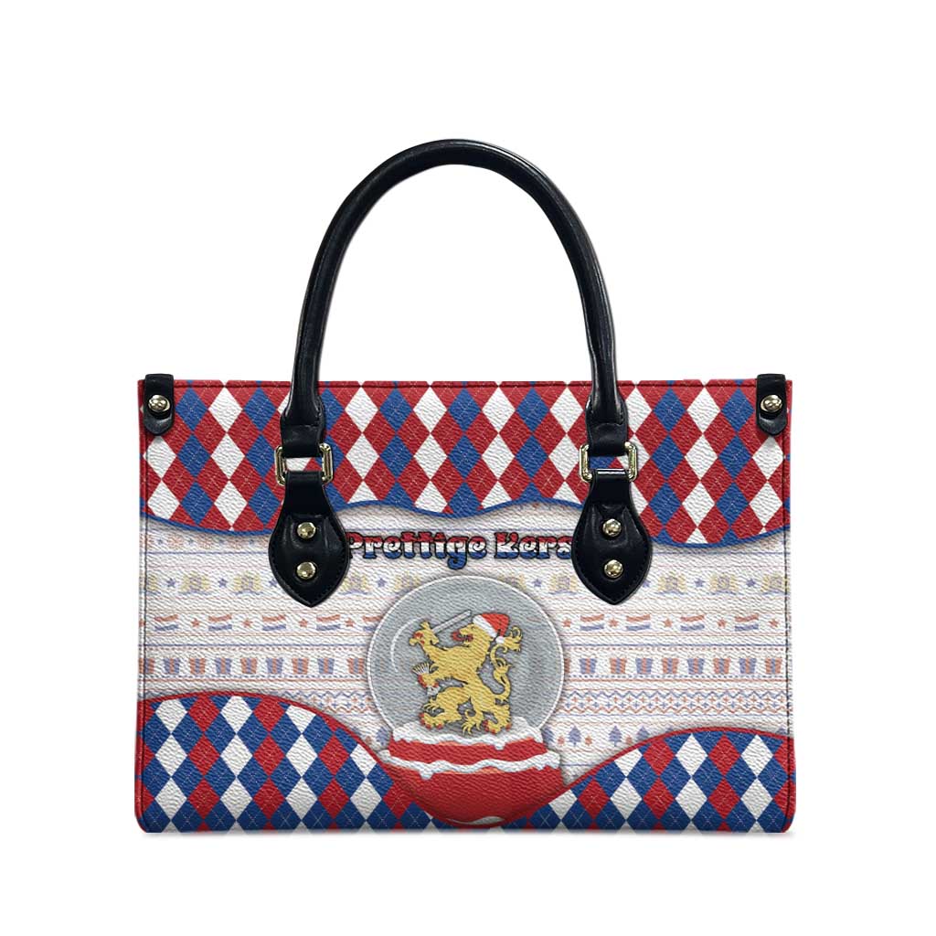 Netherlands Christmas Leather Bag Lion Symbol In Snow Globe - Wonder Print Shop