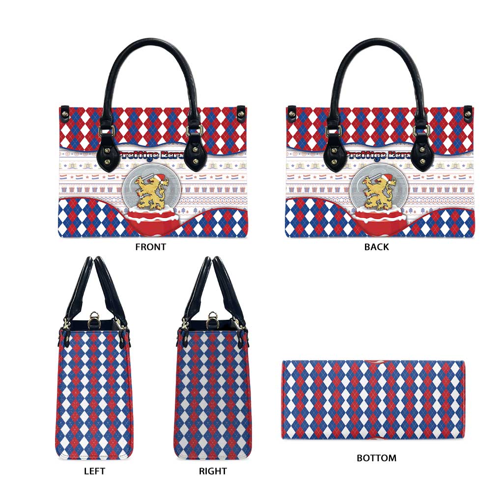 Netherlands Christmas Leather Bag Lion Symbol In Snow Globe - Wonder Print Shop