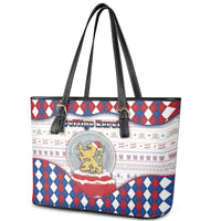 Netherlands Christmas Leather Tote Bag Lion Symbol In Snow Globe - Wonder Print Shop