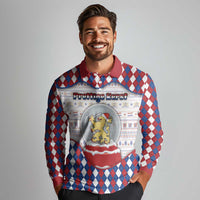 Netherlands Christmas Long Sleeve Polo Shirt Lion Symbol In Snow Globe - Wonder Print Shop