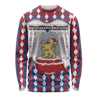 Netherlands Christmas Long Sleeve Shirt Lion Symbol In Snow Globe - Wonder Print Shop