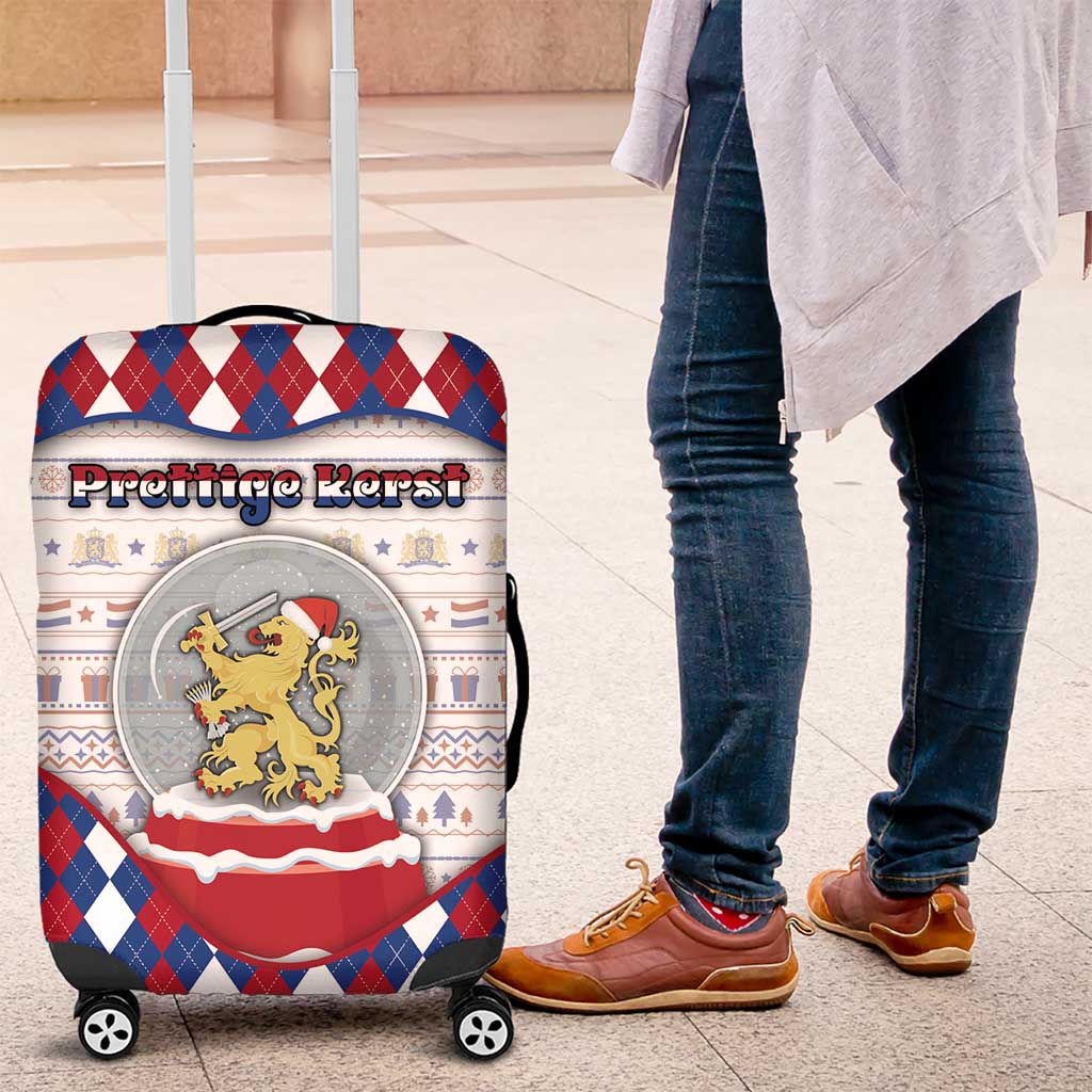 Netherlands Christmas Luggage Cover Lion Symbol In Snow Globe - Wonder Print Shop
