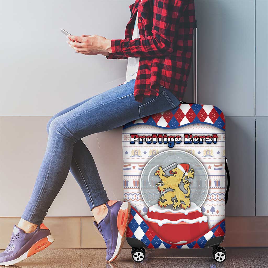 Netherlands Christmas Luggage Cover Lion Symbol In Snow Globe - Wonder Print Shop