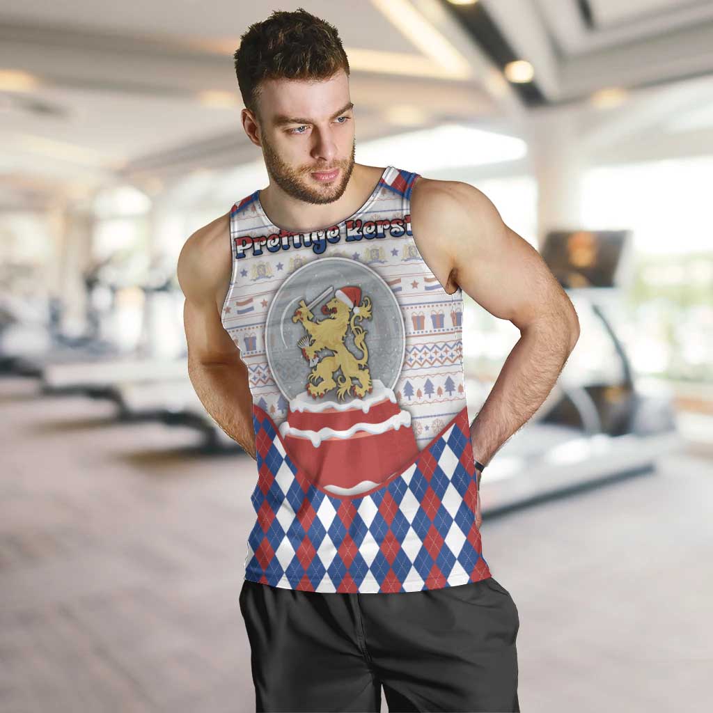 Netherlands Christmas Men Tank Top Lion Symbol In Snow Globe - Wonder Print Shop