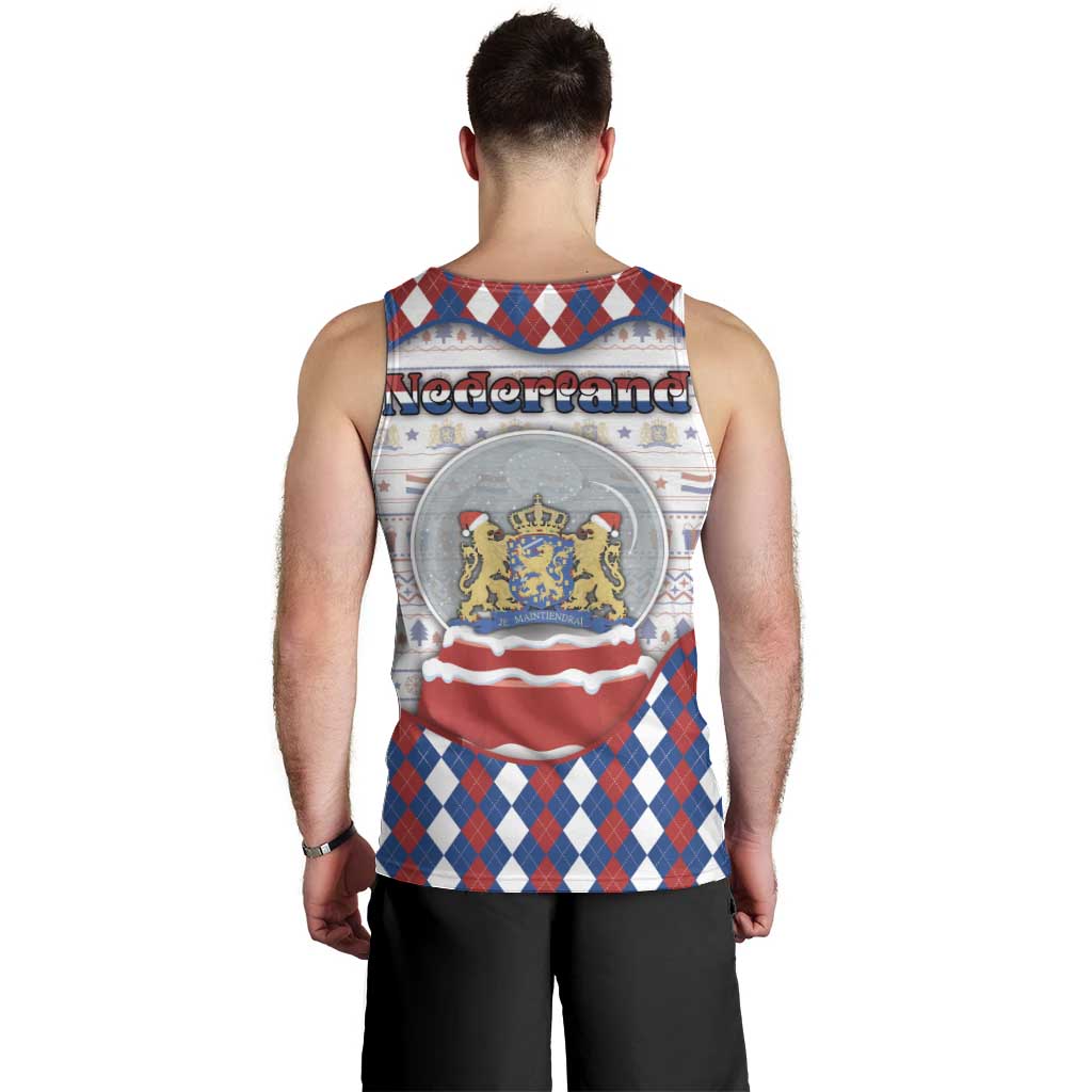 Netherlands Christmas Men Tank Top Lion Symbol In Snow Globe - Wonder Print Shop
