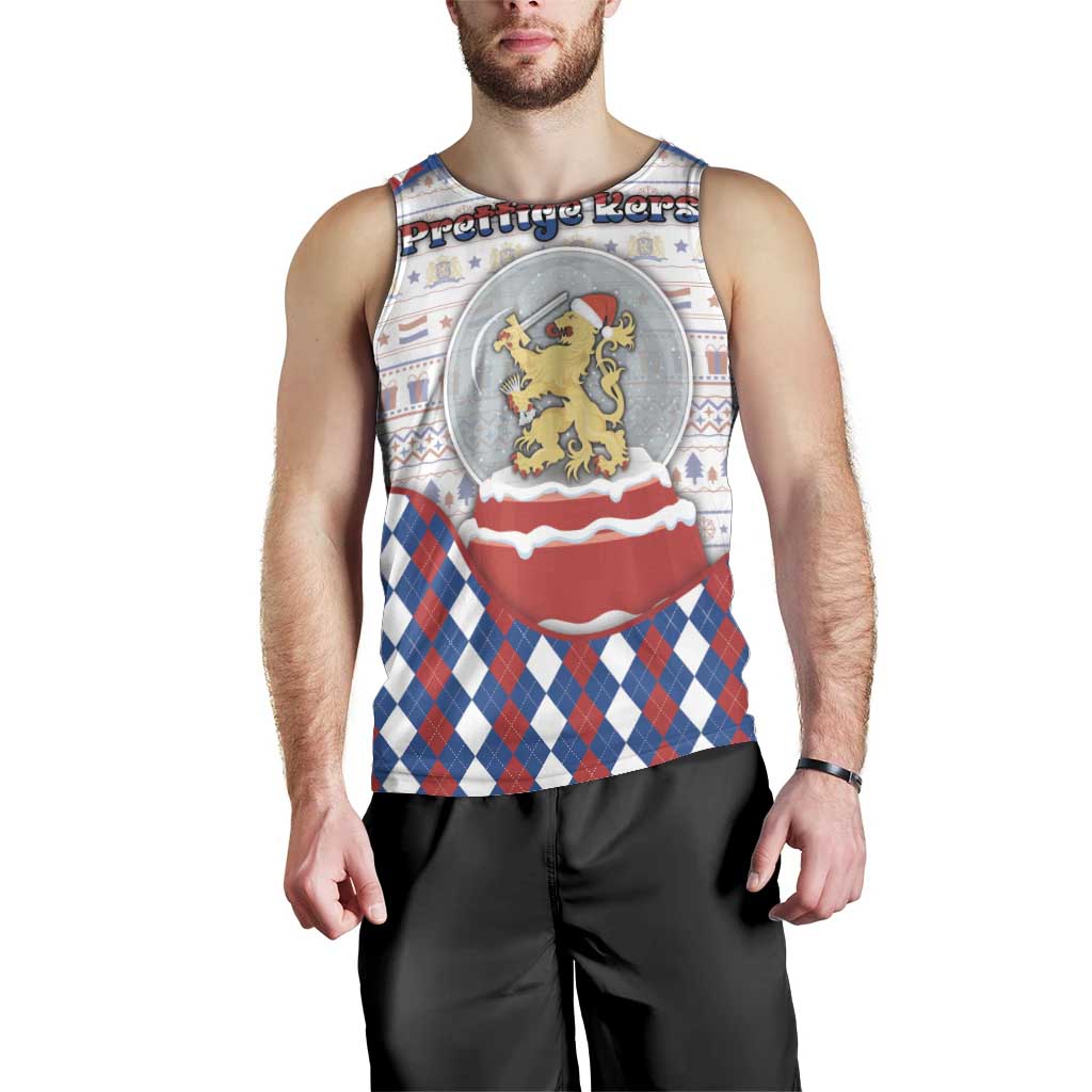 Netherlands Christmas Men Tank Top Lion Symbol In Snow Globe - Wonder Print Shop