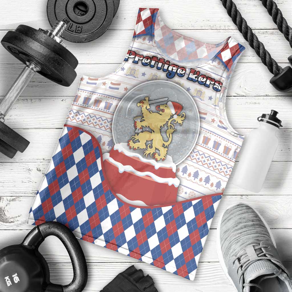 Netherlands Christmas Men Tank Top Lion Symbol In Snow Globe - Wonder Print Shop