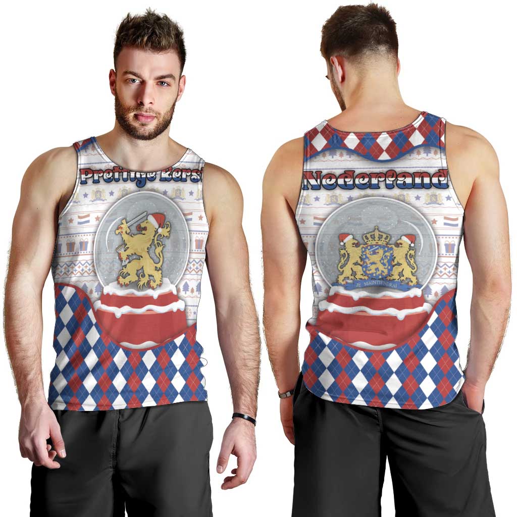 Netherlands Christmas Men Tank Top Lion Symbol In Snow Globe - Wonder Print Shop